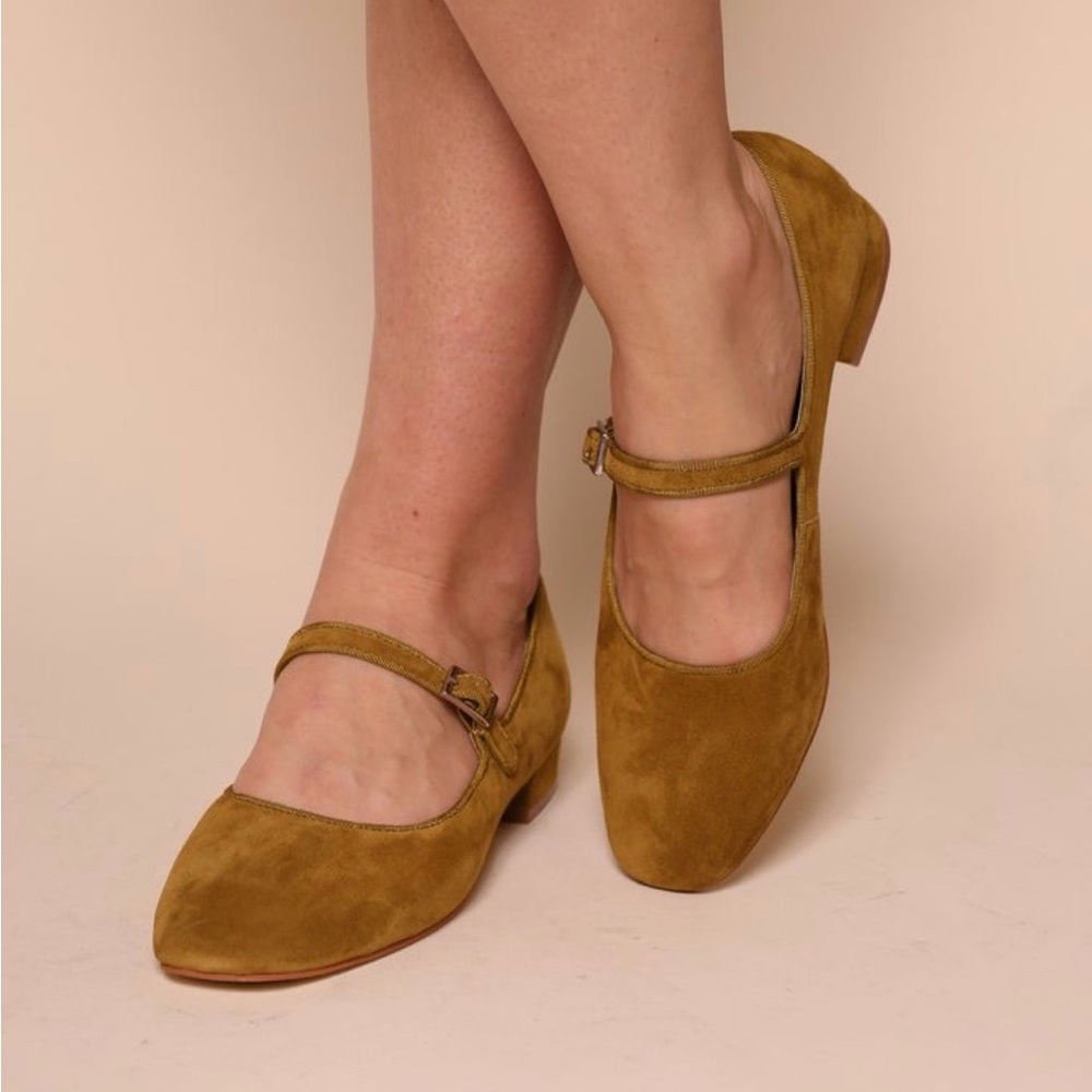 Intentionally Blank NWOB Olive Green Mustard Suede Kemp Mary Jane Shoes 8 - Picture 3 of 11